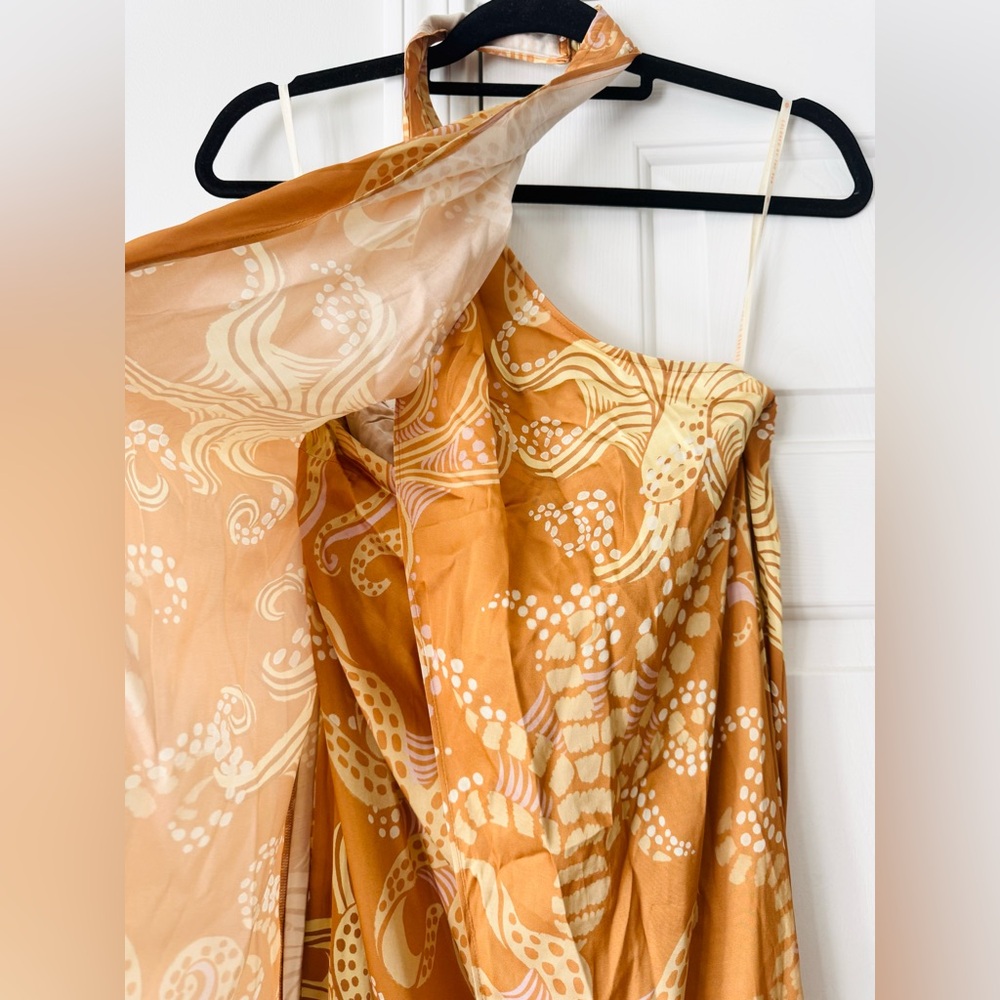 FARM Rio Orange Paisley Halter Fringe Mini Dress - Picture 7 of 12
